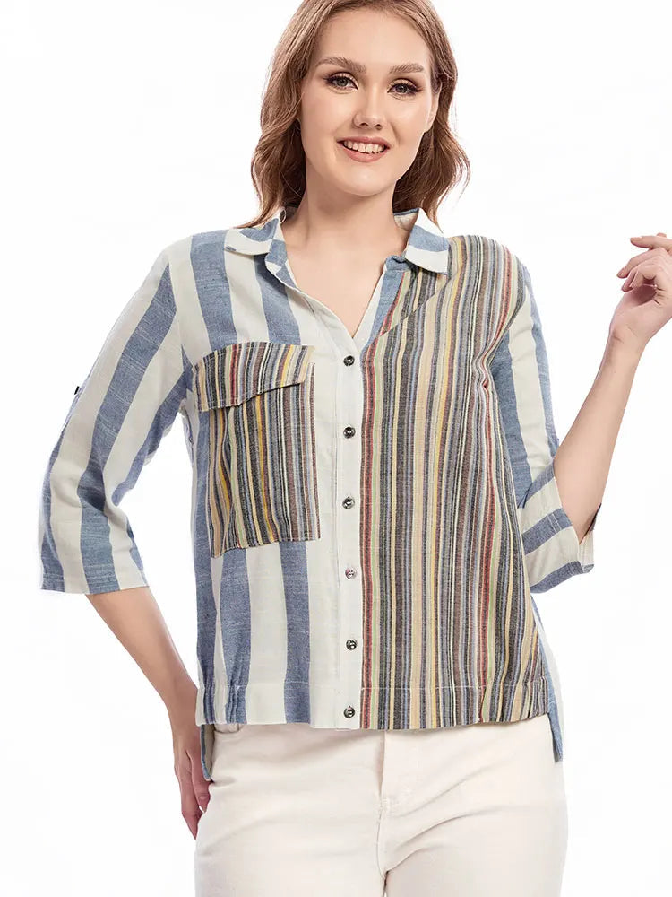 Womens plus size woven lapel shirt belongs to the category of womens clothing Good Vibrations