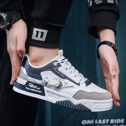 Driving Walking Tennis Shoes for Male Wear Resistant Skateboard Footwear Men Casual Shoes Breathable White Sneakers Fashion Good Vibrations