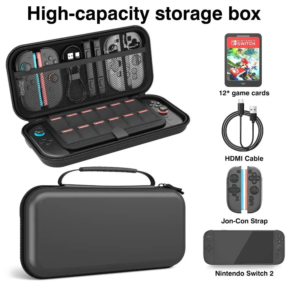 Comptible for Switch 2 Portable Lightweight and Large Capacity Waterproof Carrying Case Protected for Console Accessory Good Vibrations