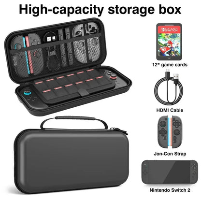 Comptible for Switch 2 Portable Lightweight and Large Capacity Waterproof Carrying Case Protected for Console Accessory Good Vibrations