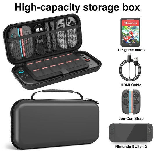 Comptible for Switch 2 Portable Lightweight and Large Capacity Waterproof Carrying Case Protected for Console Accessory Good Vibrations