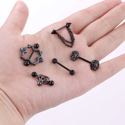 Punk rock sexy black rose nipple ring, body puncture nipple jewelry, women's sexy accessory gift Good Vibrations