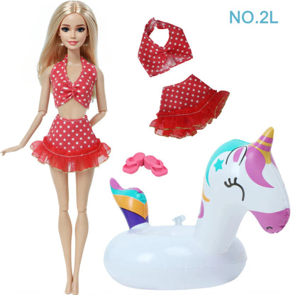 Doll Swimwear Ba Doll Bie 1/6 Summer Lifebuoy Rings Bikini Slipper Chair Beach Clothes 11.5 Inch Doll 30cm Accessories Good Vibrations
