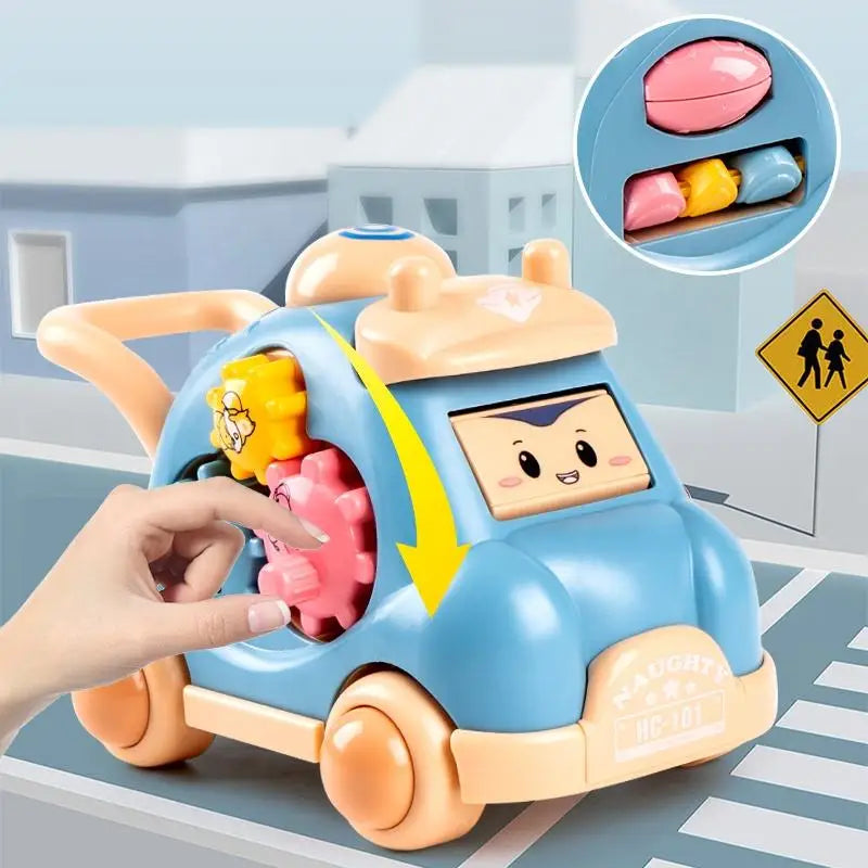 Kid Pull Along Toy Walking Trolley Musical Light Up Car Toy Crawling To Walking Learning Toys Cartoon Polyhedral Trolley Car Toy Good Vibrations