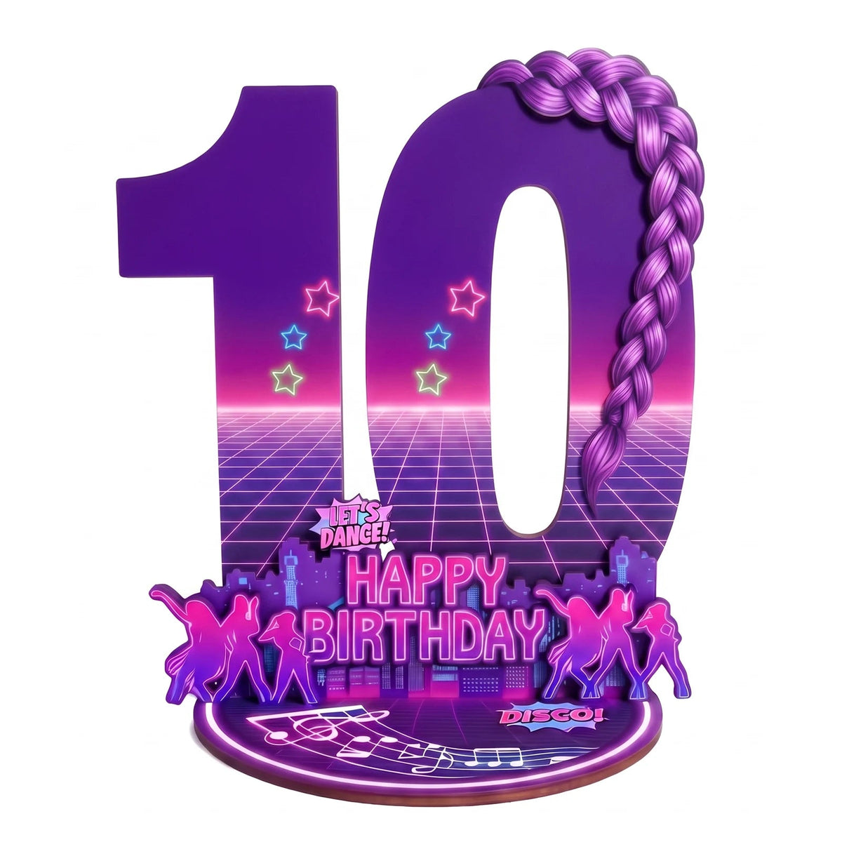 purple disco Music Dance Party Supplies，purple Birthday Centerpiece for Party Decor Wooden Table Photo Prop Number Sign Good Vibrations