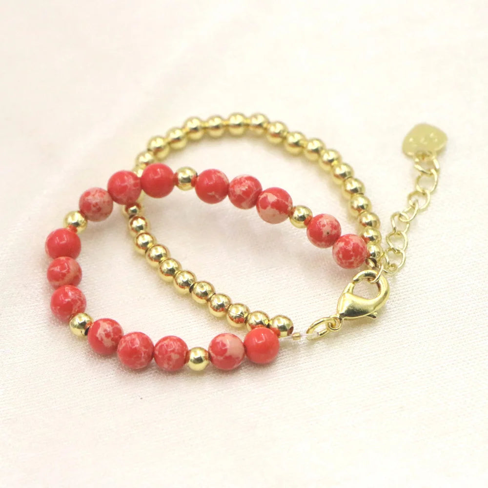 Lovely Fashion Natural Stone Bead Bracelet Baby Girls Lobster Clasp Accessories Girls Yoga Christmas Wedding Gift Jewelry Charm Good Vibrations