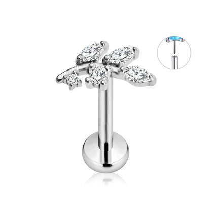 ASTM F136 G23 Titanium Flower Petals Star Heart Butterfly Threadless Piercing Pin Push in Labret Daith Conch Earring 16G 18G 20G Good Vibrations