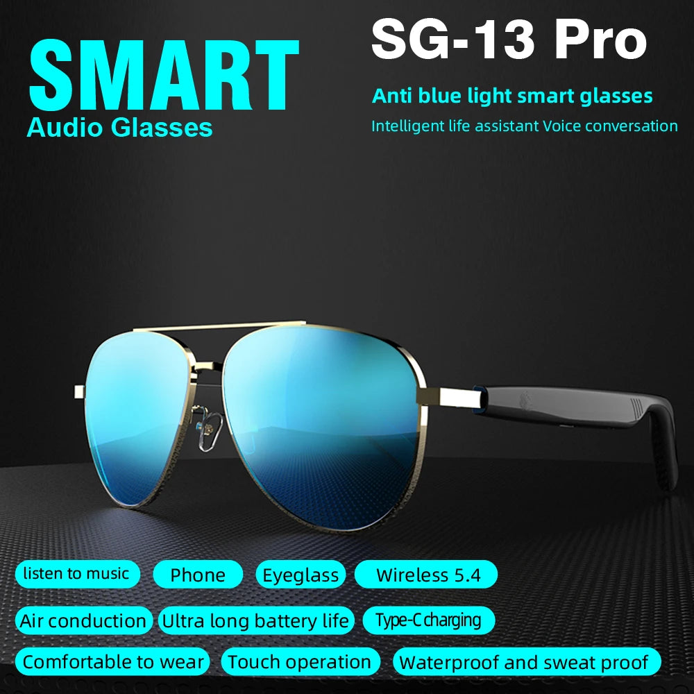 SG-13 Smart glasses, Bluetooth earphones, clear vision | UV resistant touch function | Versatile facial features Good Vibrations