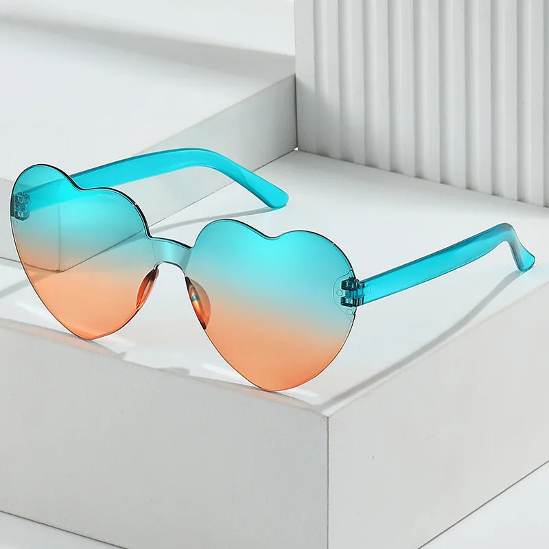 Color Transparent Sunglasses Women Heart Shaped Sun Glasses Fashion Travel Outdoor UV400 Shades Party Eyewear Goggle Men Gifts Good Vibrations