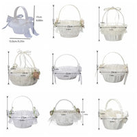 Fashion Lace Wedding Flower Basket Rose Flower Ribbon Bow Satin Bow Hanbag Tote Bag Storage Bag Flower Girls Basket Party Good Vibrations
