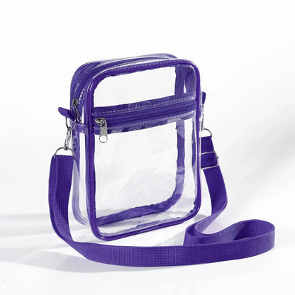 Women Clear Shoulder Bag Stadium Approved PVC Concert Transparent Purse Simple Crossbody Bag With Front Pocket Casual Handbag Good Vibrations