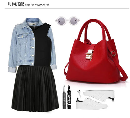 Woman shoulder bag Large capacity Handbag for Women Crossbody bag Lychee pattern PU Portable bucket bag ladies messenger bags Good Vibrations