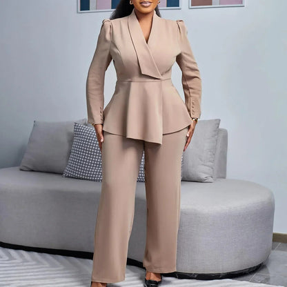 2 Piece Women Sets Plus Size  New Arrival Matching Two Pieces Sets Blazer Coat Top Pants Suits Outfits Clothing Good Vibrations