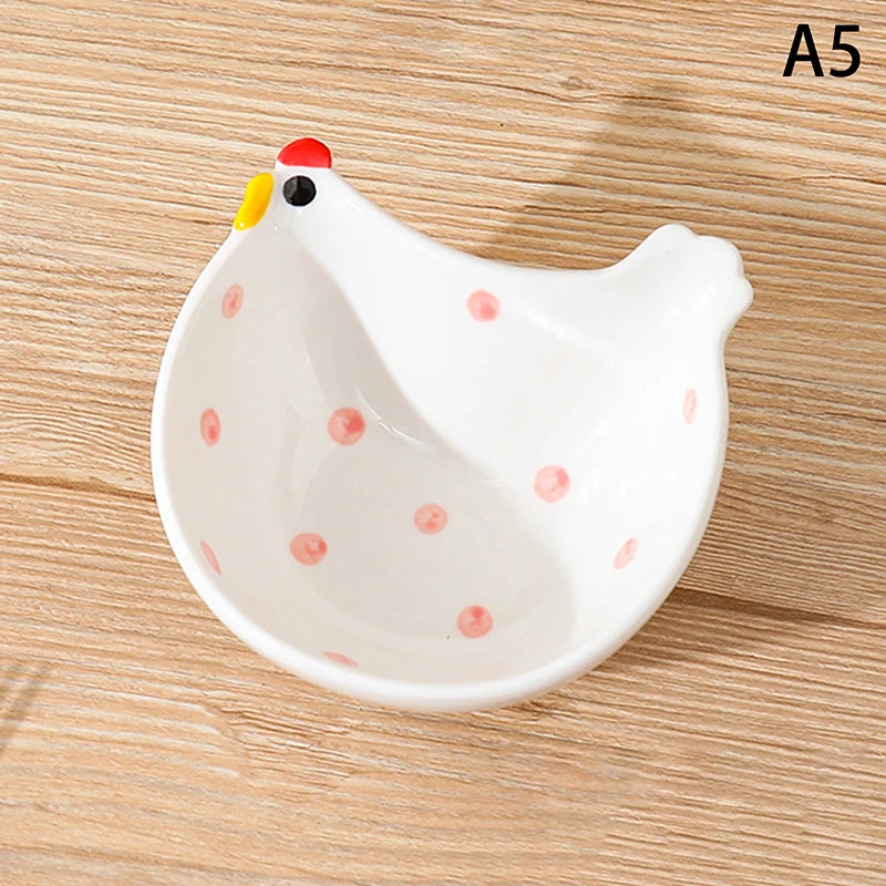 Ceramic Dipping Plate With Handle Sauce Plate Cartoon Rabbit Cat Seasoning Plate Sushi Dipping Bowl Snack Plate Kitchen Supplies Good Vibrations