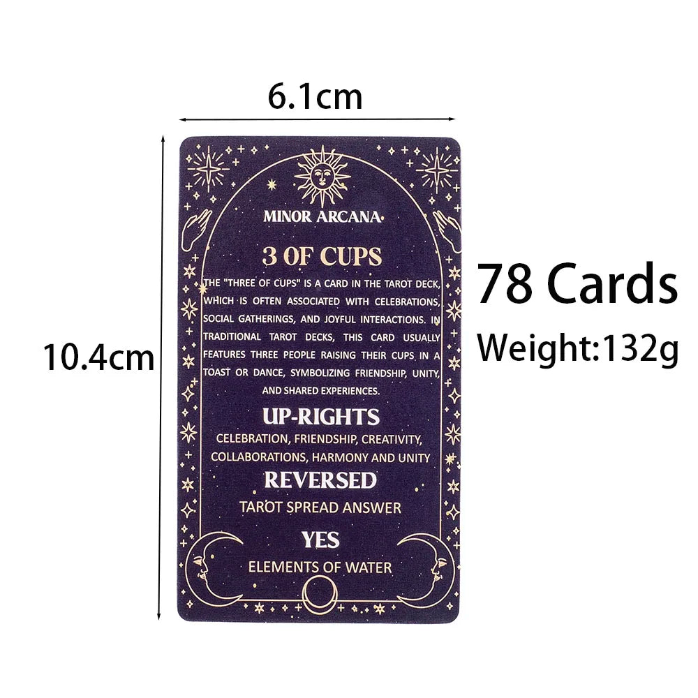 Meaning Tarot Cards 78 Cards Deck English Visions Divination Edition Board Game for Beginners Pocket Size Tarot Learning Deck Good Vibrations