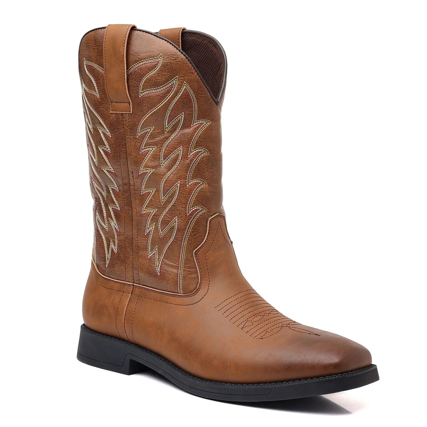 Mid-calf Western Boots Men Black Brown Cowboy Boots Handmade Leather Shoes for Men 2025 New Punk Man Women Unisex Riding Boots Good Vibrations