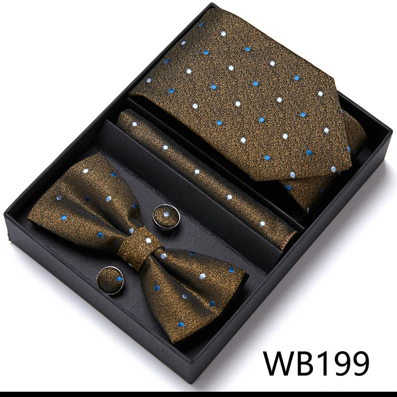 Tie For Men Formal Dress Tuxedo NeckTie Handkerchief Bow Tie Set PlaisyParty Groom Wedding Butterfly Bowtie In Box Good Vibrations