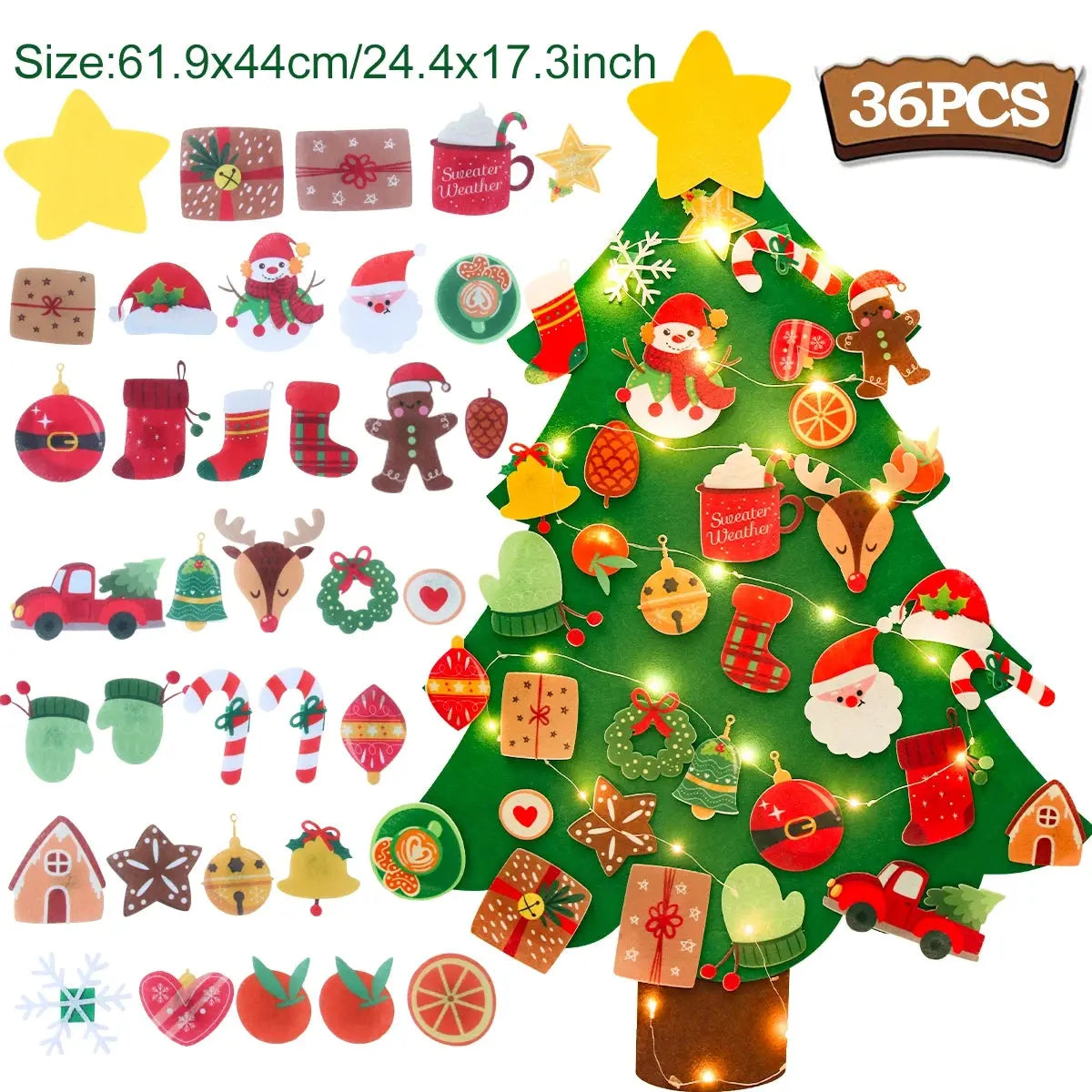 Kids DIY Felt Christmas Tree Merry Christmas Decorations For Home 2025 Christmas Ornaments Navidad 2026 New Year Gifts Xmas Tree Good Vibrations