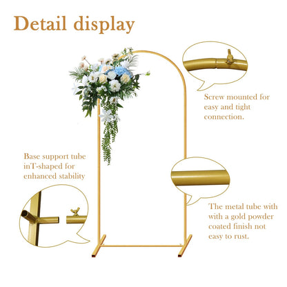 Arch Backdrop Stand, Set of 3 Gold Metal Arch Stand Wedding Arch Frame Square Balloon Arch Stand for Birthday Party Baby Shower Good Vibrations