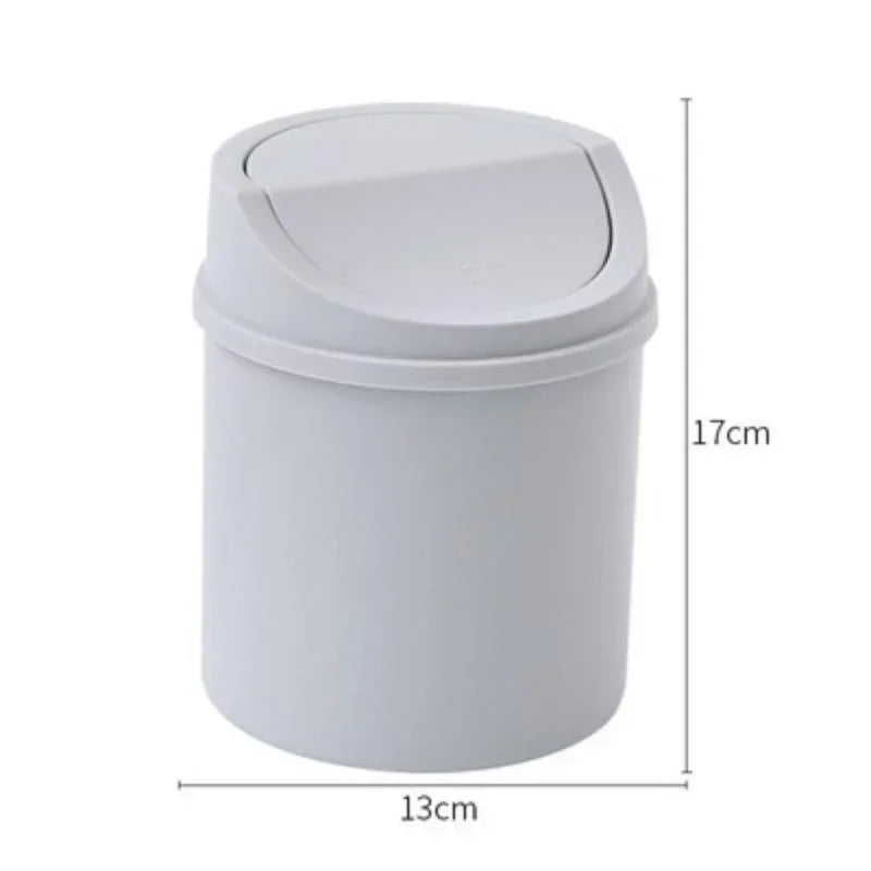 Mini Desktop Bin Small Trash Can Tube with Cover Bedroom Trash Can Garbage Can Clean Workspace Storage Box Home Desk Good Vibrations