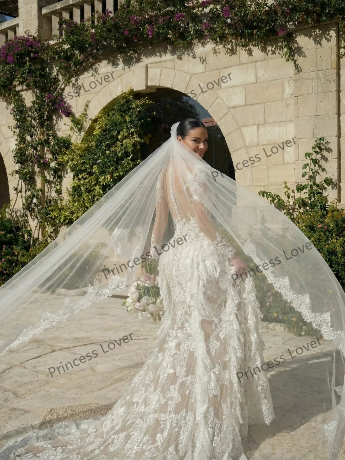Mermaid Wedding Dresses Long Sleeves Lace Ruffles Luxury Bridal Gown Ivory robe de mariée Formal Wedding Dress Customized Good Vibrations