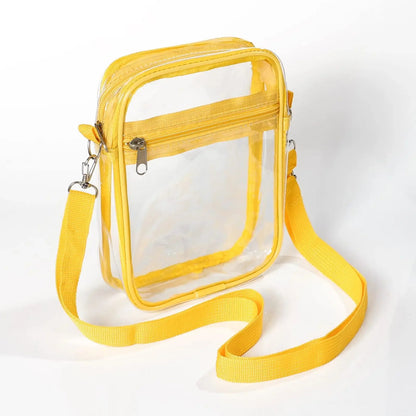 Women Clear Shoulder Bag Stadium Approved PVC Concert Transparent Purse Simple Crossbody Bag With Front Pocket Casual Handbag Good Vibrations