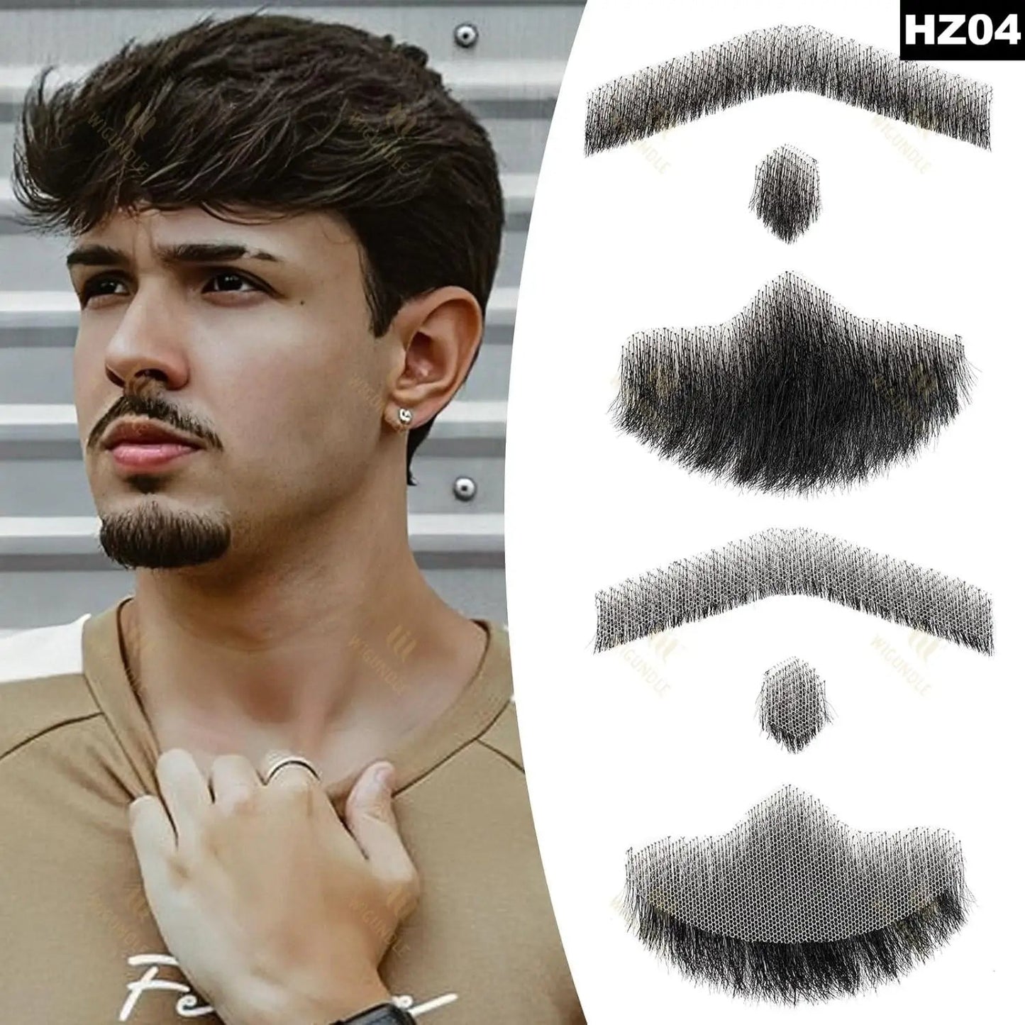 Wigundle Man's Beard Hand Made Real Hair Fake Beard Mustache Fancy Synthetic Invisible for Makeup Fake Hair Cospaly Party Tools Good Vibrations