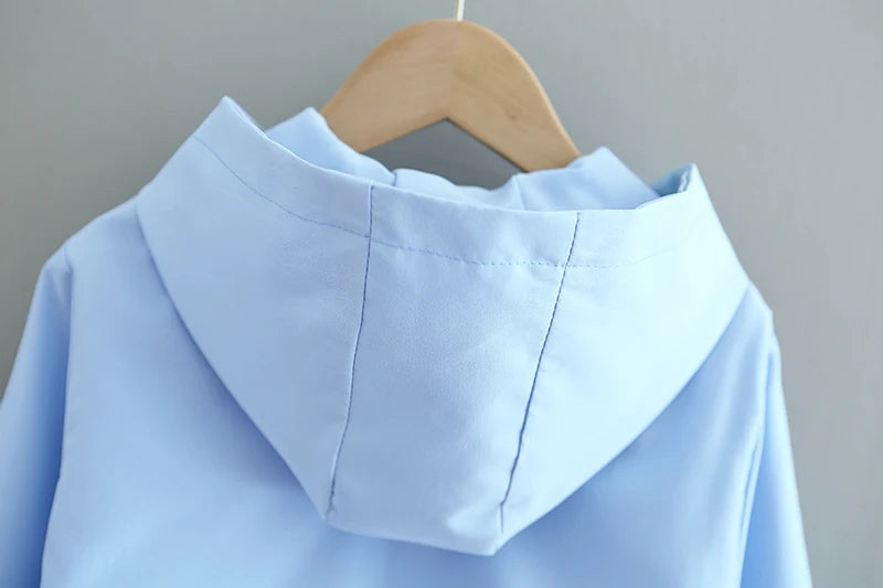 Kuromi Melody Girls Windbreaker Jacket 2024 New Spring Autumn Kid Fashion Cartoon Zipper Hooded Coat Teen Clothing Birthday Gift Good Vibrations