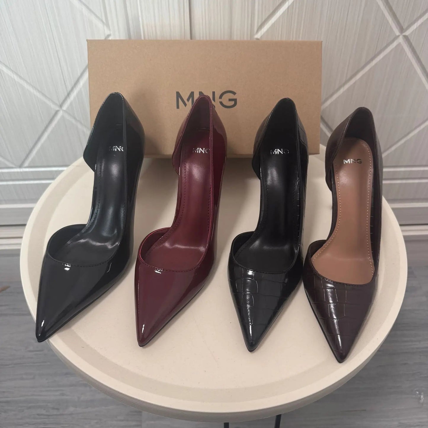Women's High Heels Pointed Toes Elegant Fashion Sexy PU Leather Single Shoes Peep Toe Stiletto Heels Female Luxury Pumps Slip-on Good Vibrations