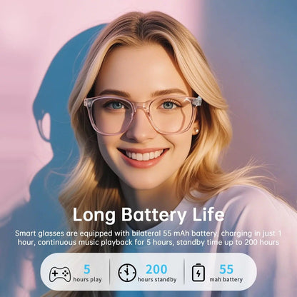 Smart Glasses for Men Women Color-changing Blue Light Lenses Bluetooth 5.3 Audio Intelligent Touch HD Calls HI-FI Sound Quality Good Vibrations
