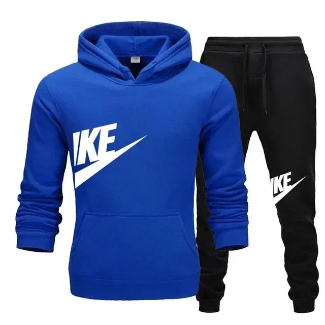A new autumn and winter men's casual sportswear set of 2-piece hooded sweatshirt and long pants for outdoor fashionable jogging Good Vibrations