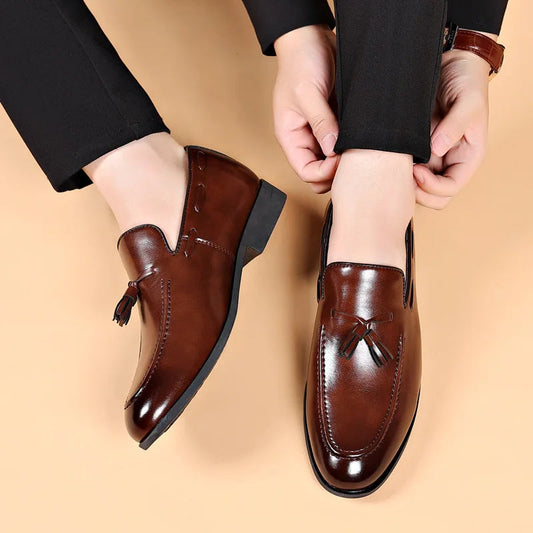 Men's Dress Shoes New Pu Leather Fashion Shoe for Mens Large Size Business Formal Casual Shoes Slip on Wedding Men Shoes Zapatos Good Vibrations