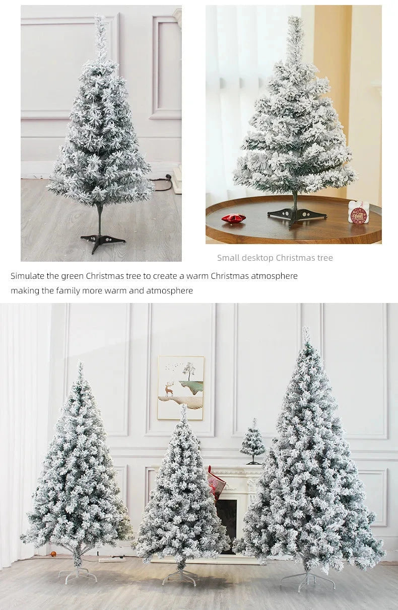 White Flocked PVC Christmas Tree Realistic Snow Effect Artificial Pine Xmas Tree for Shop Window Display Decoration Good Vibrations
