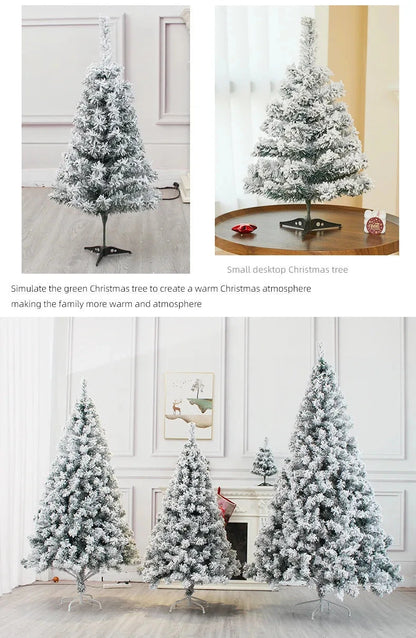 White Flocked PVC Christmas Tree Realistic Snow Effect Artificial Pine Xmas Tree for Shop Window Display Decoration Good Vibrations