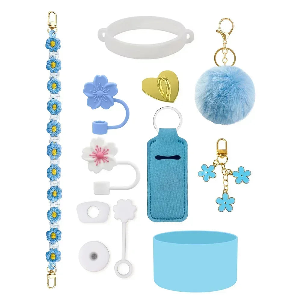 12PCS Accessories for Stanley Cup 30oz 40oz Tumbler Water Bottle Handle Strap Straw Toppers Keychain Charms Silicone Cup Boot Good Vibrations Adult Super Store
