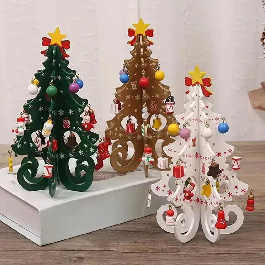 Wooden Christmas Tree Decorations Christmas Ornaments Home Desktop Party Christmas Decor Christmas New Year Children's Gifts Good Vibrations