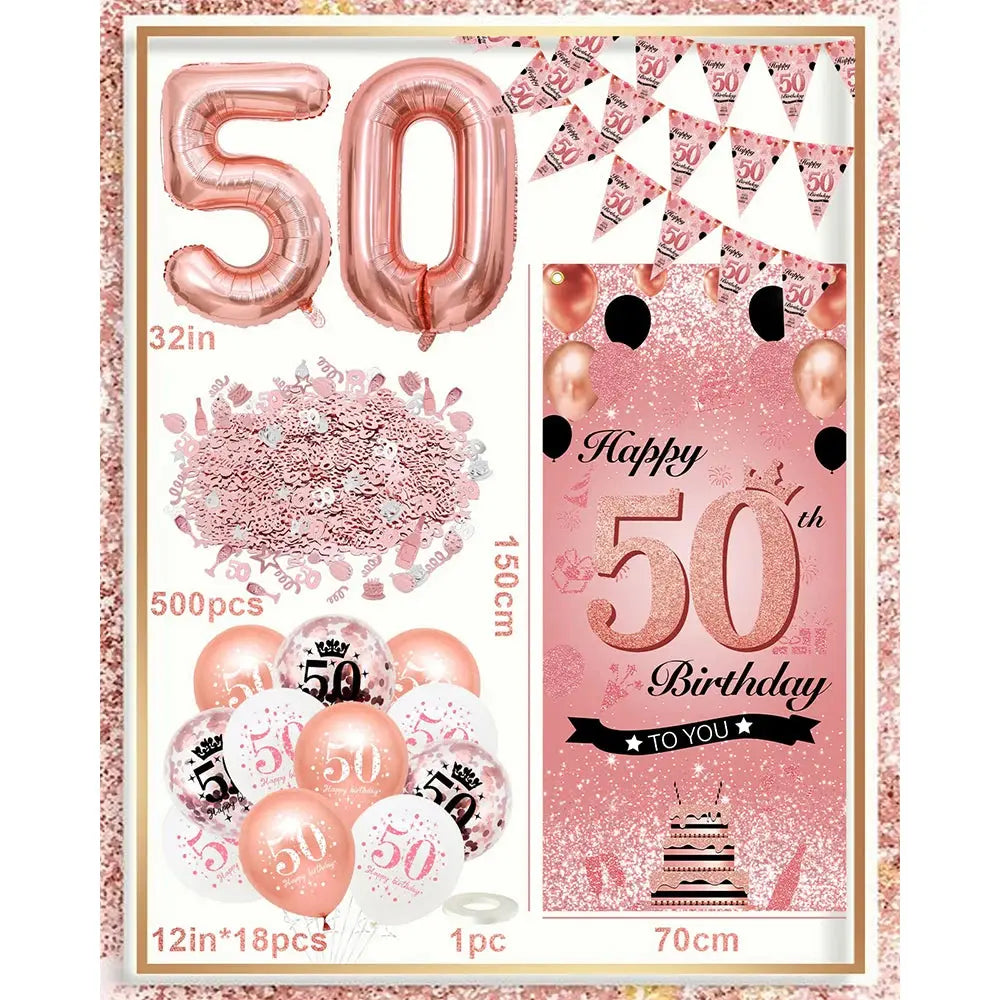 30th 40th 50th Birthday Decorations Women 30th Birthday Balloon Rose Gold Happy Birthday Banner 40th Happy Birthday Balloon Good Vibrations