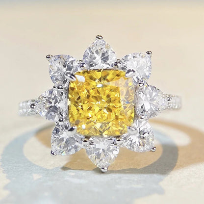 New Elegant Yellow Cubic Zirconia Women Rings Luxury Wedding Anniversary Party Lady's  Accessories Bright Fashion Jewelry Good Vibrations