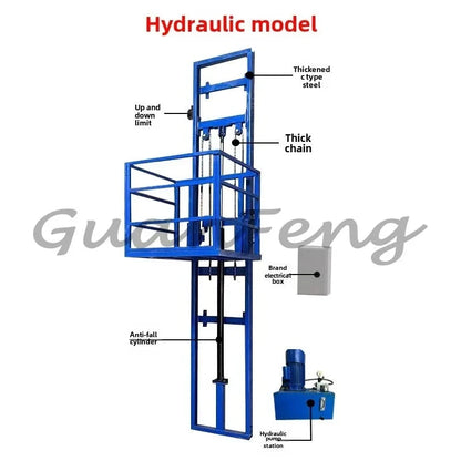 Hydraulic Lift Freight Elevator Small Lift Household Electric Platform Lift Customized Double Track Workshop Lifting Platform Good Vibrations