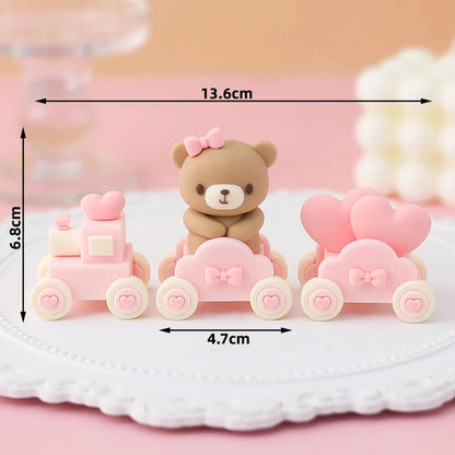 Bunny Train Cake Topper Pink Rabbit Girls Theme Decoration Princess Girl's Years Old Cake Kids Happy 1st Birthday Party Supplies Good Vibrations