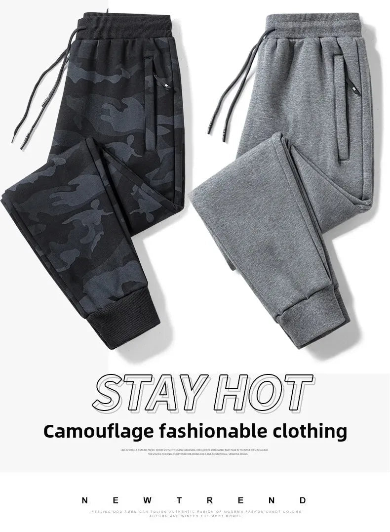 2023 Autumn/Winter New Camouflage Bunched Feet Casual Pants Men's Sweatpants Plus Size Small Feet Pants For Fat Men Good Vibrations