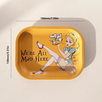Yellow-Haired Girl Smoking Girl Pattern Cigarette Tray 180*140mm Metal Cigarette Tray Smoking Set Storage Tray Good Vibrations Adult Super Store