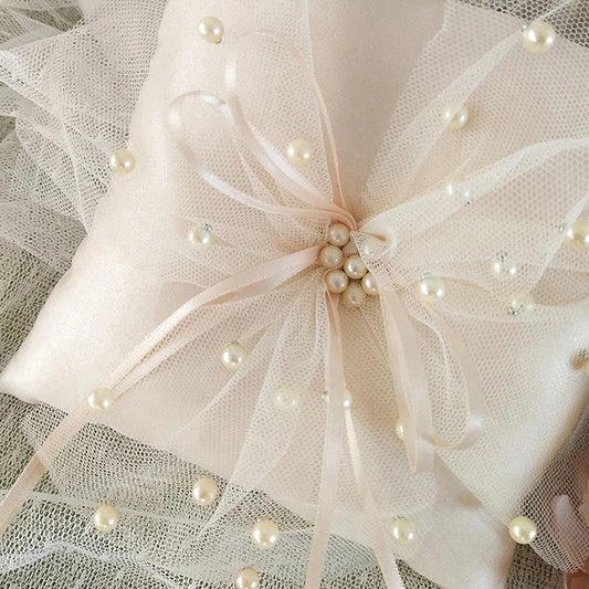 Wedding Ring Pillow For Wedding Decoration 15 X 15cm Double Heart Rhinestones Decor Satin Bridal Cushion With Ribbons Fashion Good Vibrations