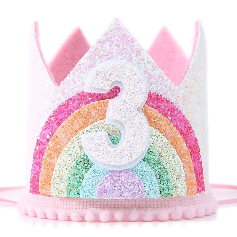1st Birthday Party Decor Hat Kids 1 2 3 Year Happy Birthday Boy Girl Crown Hat First Happy Birthday Party Baby Shower Decoration Good Vibrations