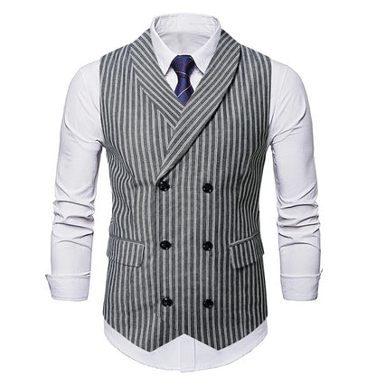 2025 Men's Spring Casual Single Button Suit Vest V Neck New Style  British Men's Suit Vest Waistcoat Formal Business Suit Vest