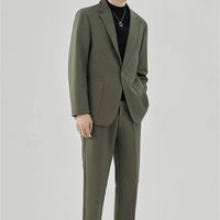 2 Piece Outfit Set Male Solid Color Youth Trends Costumes Ceremony Pants Full Men's Suits and Blazers Clothes Classic Elegant Good Vibrations