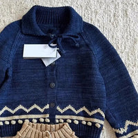 Knitted Sweater MF Brand 2025 New Winter Kids Sweaters for Girls Cute Knit Cardigan Baby Sets Children Cotton Outwear Clothing Good Vibrations