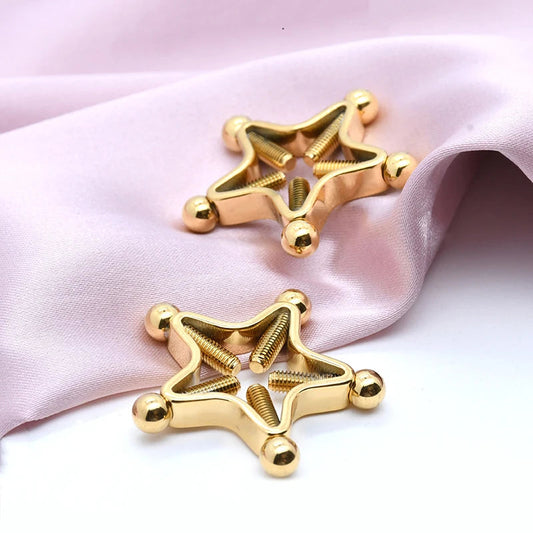 [Y]1Pc Stainless Steel Adjustable Nipple Rings For Women, Star Shaped Clip On Nipple Ring Fake Nipple Piercing Jewelry Good Vibrations