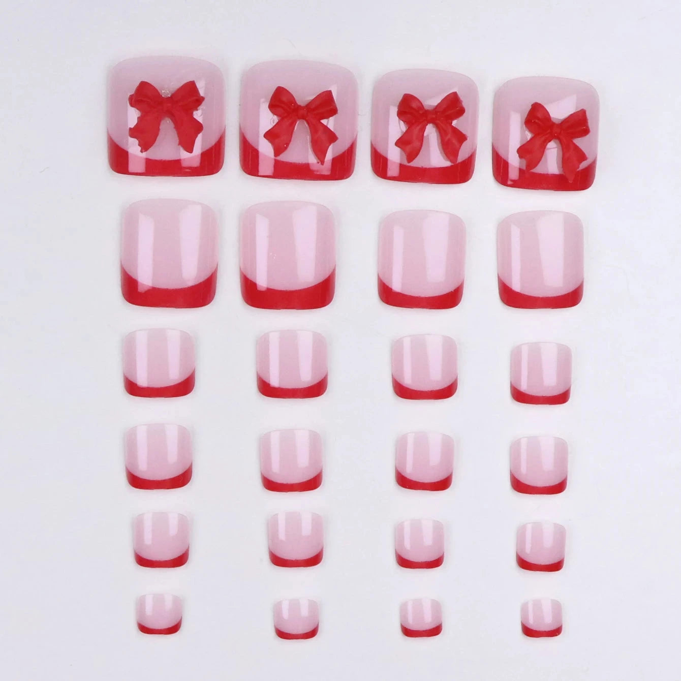 24pcs French Fake Toenails Pink Gradient Full Cover Short Square Toe Nails Foot Nails Tips for Women Girls Good Vibrations
