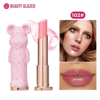 Beauty Glazed Bear Moisturizing Lipstick,Colored Lip Balm,Nourishing Lip stick,Easy To Color,Watery Good Vibrations